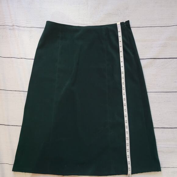 Talbots Size M Two Piece Skirt Set Velour Emerald Green Button Up Top Mature - Picture 12 of 14
